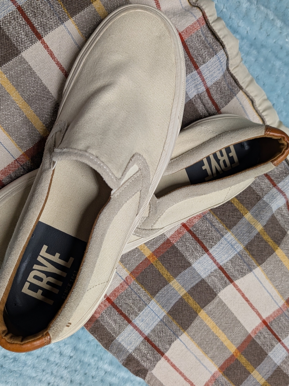 FRYE Men’s Slip-On Canvas Sneakers in Cream